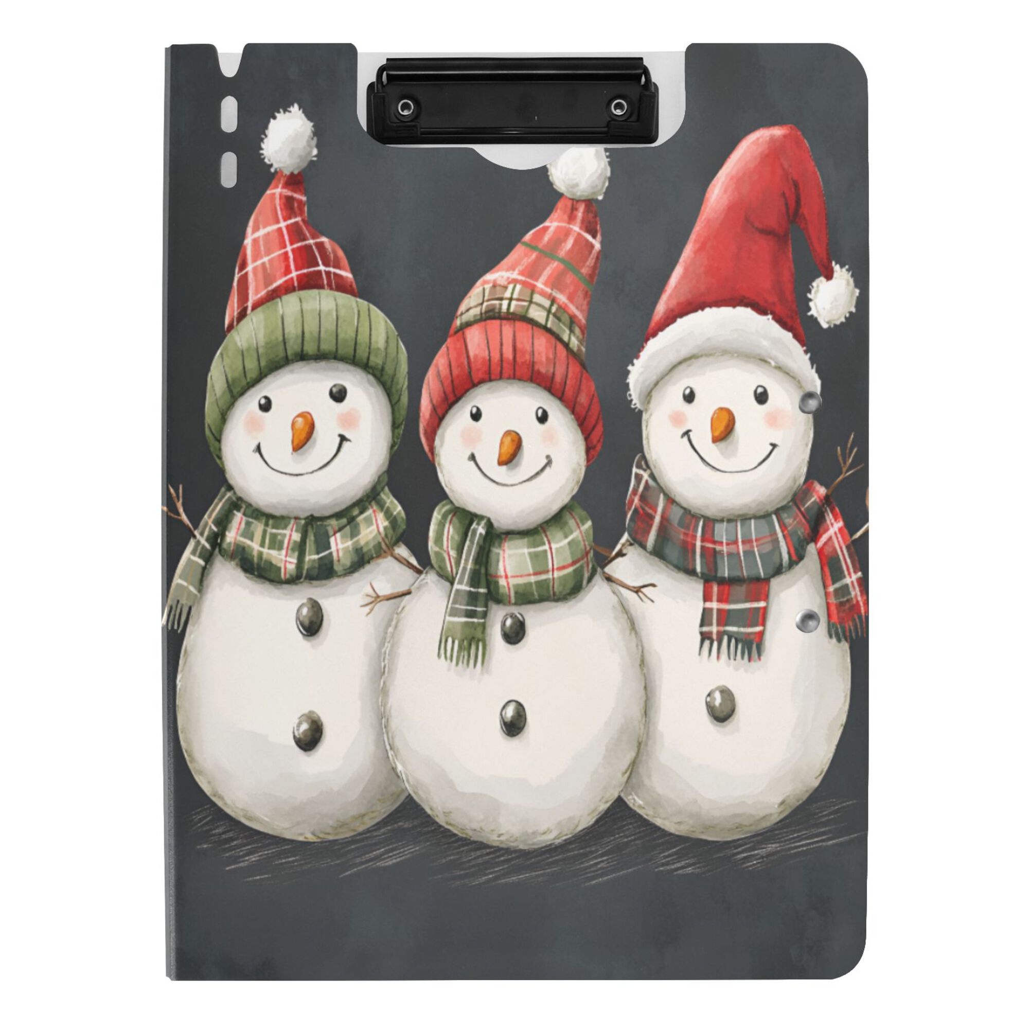 FORMRS A4 Clipboard Folder with Pen Holder Horizontal Foldable School Office Binder, Red Snowmen