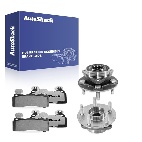 AutoShack Front Ceramic Brake Pads   Wheel Hub Bearing Assemblies with ABS Replacement for 2010-2015 Chevrolet Camaro 6-PC Kit