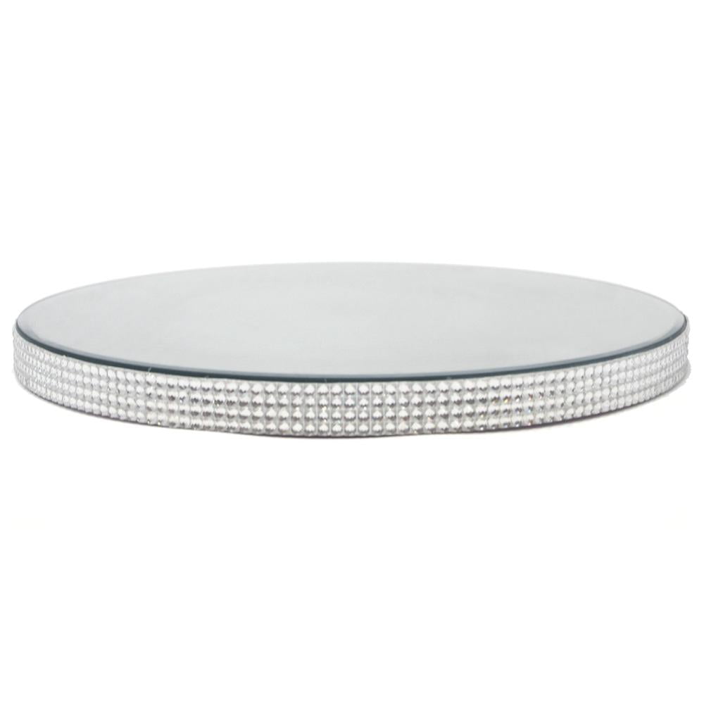 Round Glass Mirror Plate with Rhinestone Edge, Clear, 10Inch Walmart