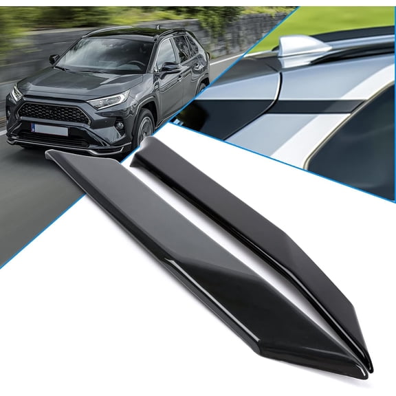 Xotic Tech Exterior Rear Door Window C Pillar Molding Cover Trim, Glossy Black, Compatible with Toyota RAV4 2019-2023