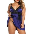 thumbnail image 1 of Enwejyy Womens Plus Lingerie Babydoll Sexy V-Neck Sleeveless Satin Nightdress with G-Strings, 1 of 3