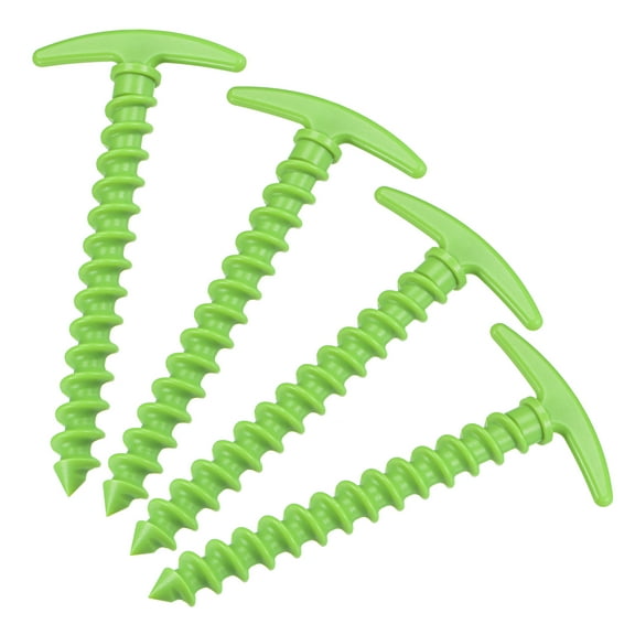 Uxcell 14.5cm/5.7 Inch T Shape Spiral Plastic Camping Tent Stakes Green 4 Pack