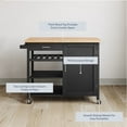 thumbnail image 4 of BELLEZE Rolling Kitchen Island Utility Cart with a Drawer - Sonoma (Black), 4 of 7