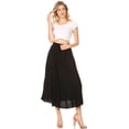 thumbnail image 5 of Sakkas Maran Women's Boho Embroidery Skirt with Lace Elastic Waist and Pockets - Black - Plus Size, 5 of 5