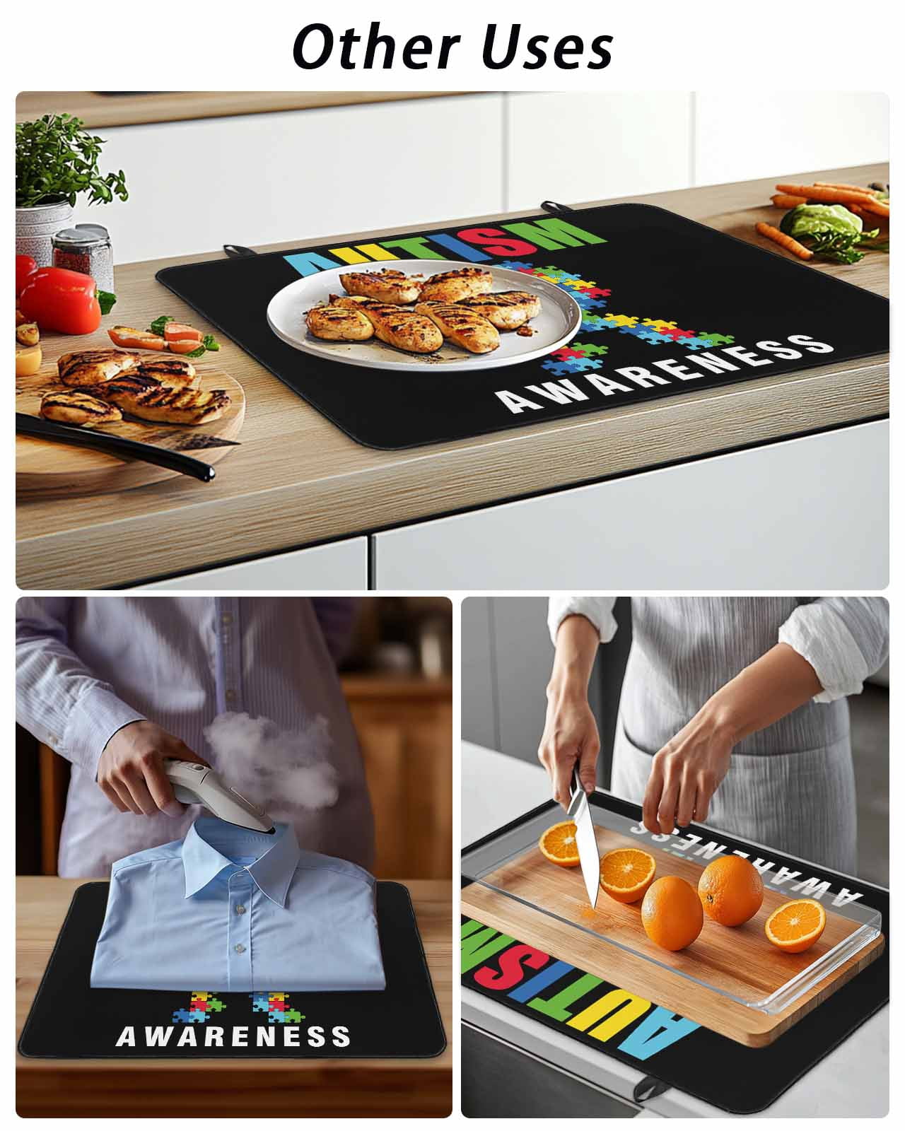 Stove Top Covers for Electric Stove, Cartoon Autism Glass Stovetop Cover Protector, Abstract Awareness Colorful Blocks Modern Induction Cooktop Protector Oven Mat for Kitchen Countertop 24"x21"