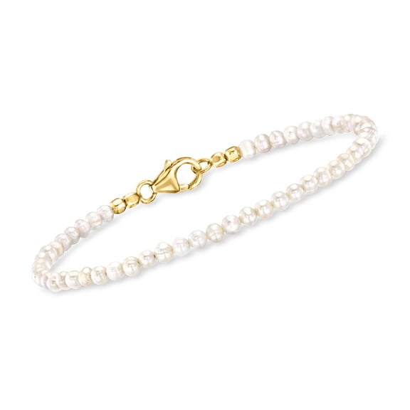 Ross-Simons 3-3.5mm Cultured Pearl Bead Bracelet in 18kt Gold Over Sterling, Women's, Adult