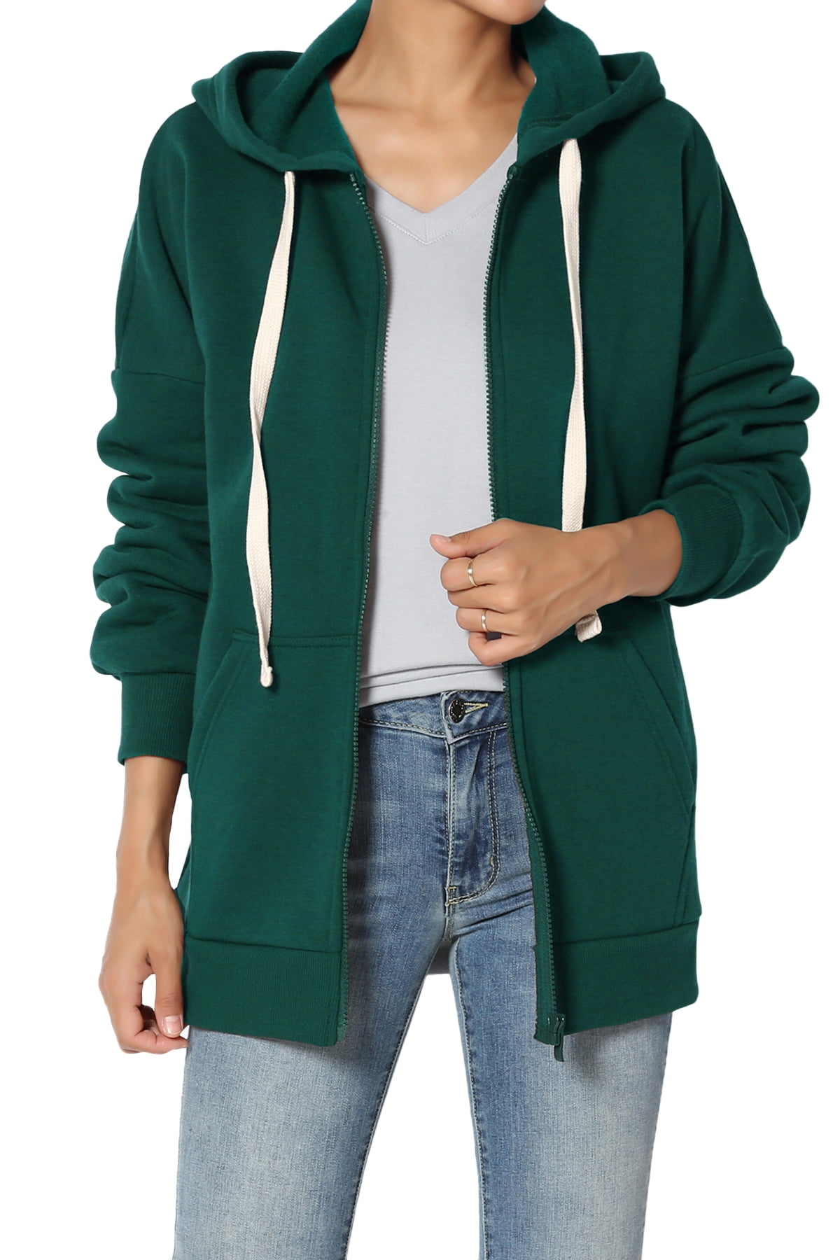 TheMogan Women's S~3X Full Zip Ultimate Cotton Fleece Hoodie Sweatshirt ...