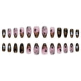 thumbnail image 6 of 24 Pcs Halloween Press on Nails Medium Square Fake Nails with Halloween Nails Black Full Cover Stick on Nails, Pumpkin Ghost Bat Web Design for Women Party, 6 of 6