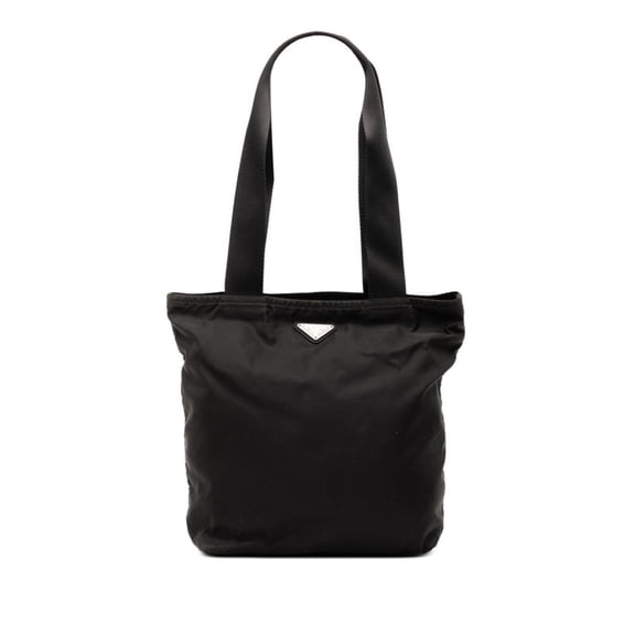 Pre-Owned Prada Triangle Logo Tote Bag, Black Nylon, Women's (Good)