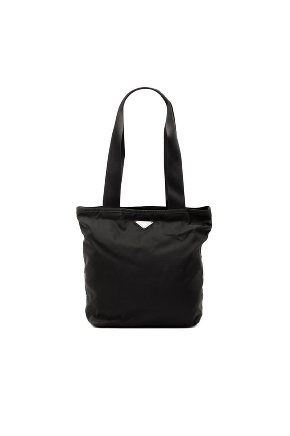 Pre-Owned Prada Triangle Logo Tote Bag, Black Nylon, Women's