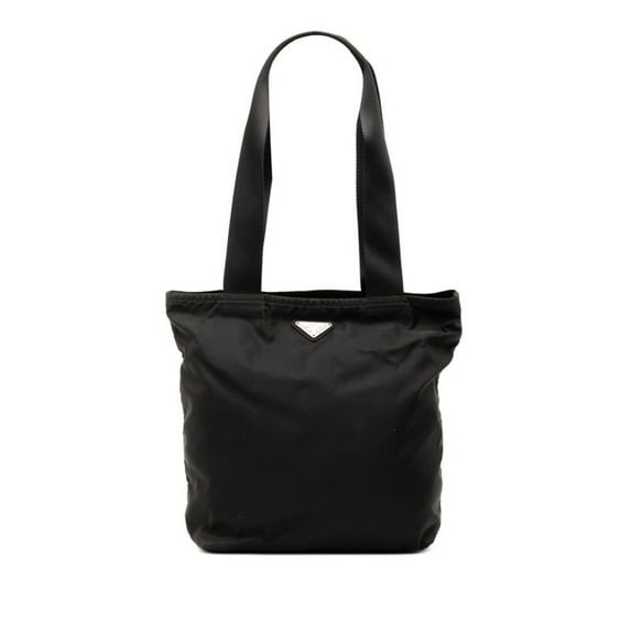 Pre-Owned Prada Triangle Logo Tote Bag, Black Nylon, Women's (Good)