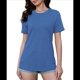 thumbnail image 2 of Camisetas de Verano para Mujer, Informales, de Corta con Bolsillo, Cuello Redondo, Corte Clásico Azul Real XL, 2 of 6