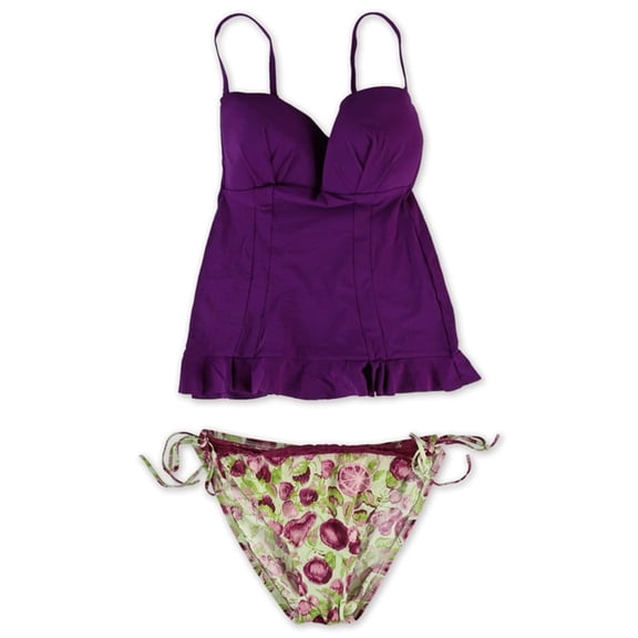 Profile Womens Full Foam Side Tie 2 Piece Bandini, Purple, 6
