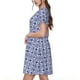 thumbnail image 2 of Fotbe Blue And White Porcelain Chinaware Vestido Largo de Moda para Mujer, Vestido Tipo Camiseta con Manga Corta y Estilo Casual a Rayas y Bloques de Color, 2 of 6