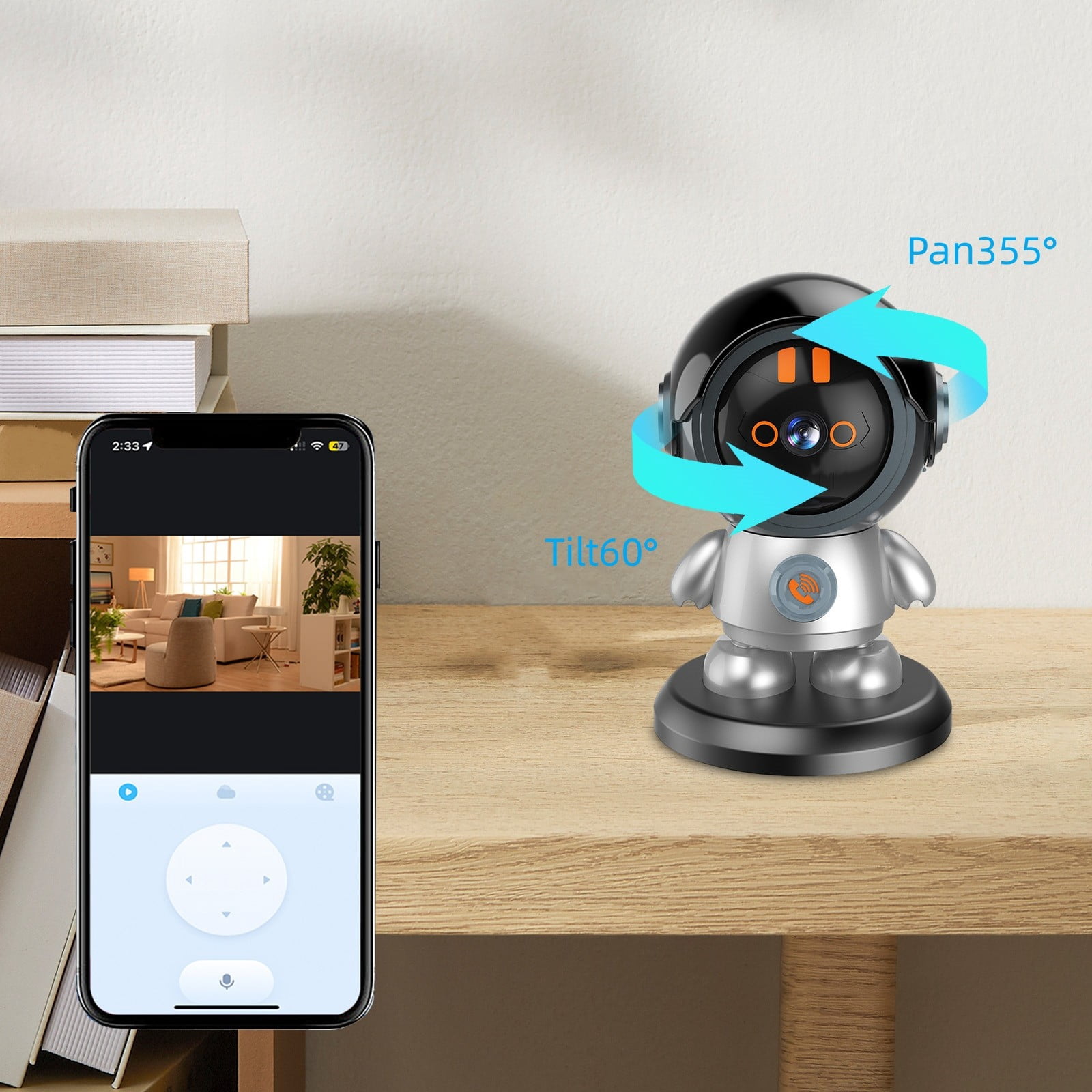 PRINxy Indoor Security Camera,3MP Call Robotman IP Camera Humanoid Detection Home Security for Baby/Pet Monitor with Phone App Black