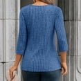 thumbnail image 3 of Women's Fall Fashion Tee Shirt New Knitted Pullover Tops for Women 3/4 Sleeve Lace Blouses Dressy Casual Crew Neck Loose Comfy Tunic Shirt Blue XXL, 3 of 8