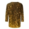 thumbnail image 4 of Charella 3/4 Sleeve Tops for Women Crewneck T-shirts Bling Bling Printed Casual Blouse 2024 Spring Summer Tops,Multicolor,XXL, 4 of 5