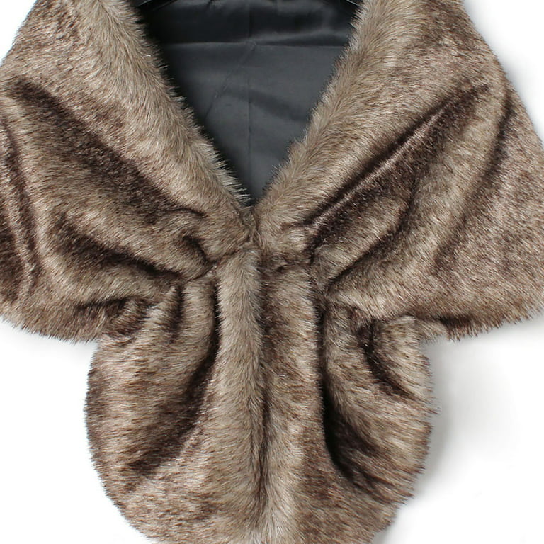 Caracilia Women Luxury Bridal Faux Fur Shawl Wraps Cloak Coat Sweater Cape