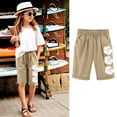 thumbnail image 2 of RUTAYY Toddler Children Knee Length Pants Kids Girls Letter Printed Elastic Waist Casual With Pocket Trouser Classic Infants Pants, 2 of 4