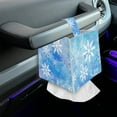 thumbnail image 3 of FUIALDOLG Square Tissue Box Cover PU Leather, Snowflakes Blue Waterproof Car Tissue Holder Storage for Bathroom Vanity, Countertops, Dressers, Night Stand, Parlors and Offices, 3 of 7