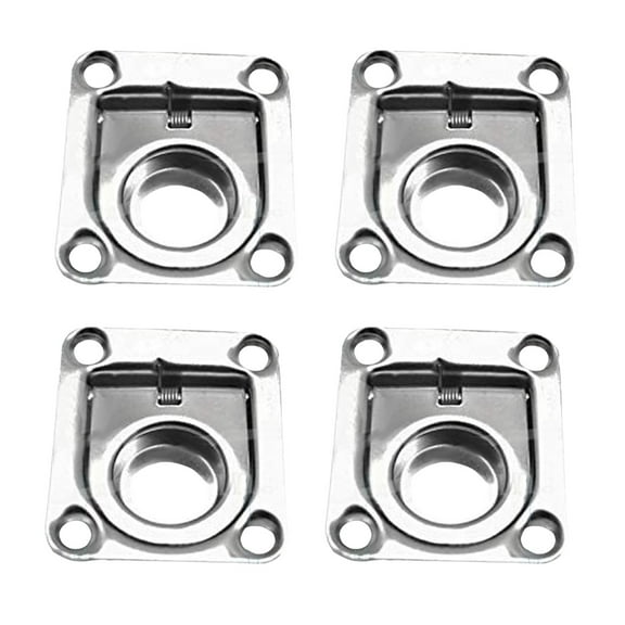 MARINE CITY Polished Stainless Steel Rectangular Recessed Spring Loaded Flush Lifting Ring Size: 1-3/4  1-1/2  3/8 Inches for Boats  Ships  Hatches Pack of 4