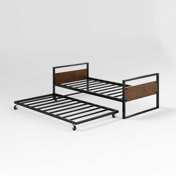 Zinus Suzanne Twin Daybed and Trundle Frame Set,OLB-IRDBS-39,Brown,2
