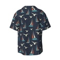 thumbnail image 6 of Lsque Sailboat And Seagull print Men's Cuban Collar Short Sleeve Shirt Summer Beachwear Casual Button Down Fashionable Vacation Leisure Shirt-3X-Large, 6 of 7