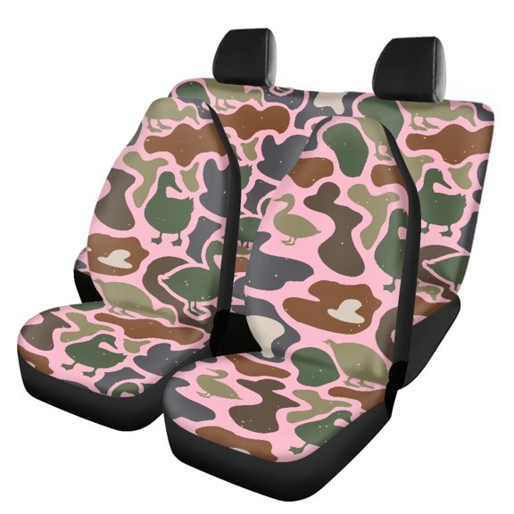 HUISEFOR 4 Pcs Camouflage Duck Car Seat Cover Set Breathable Anti Slip Front and Back Seat Covers Protectors, All-Season Protection, Easy to Installation, Universal Fit for Cars SUV