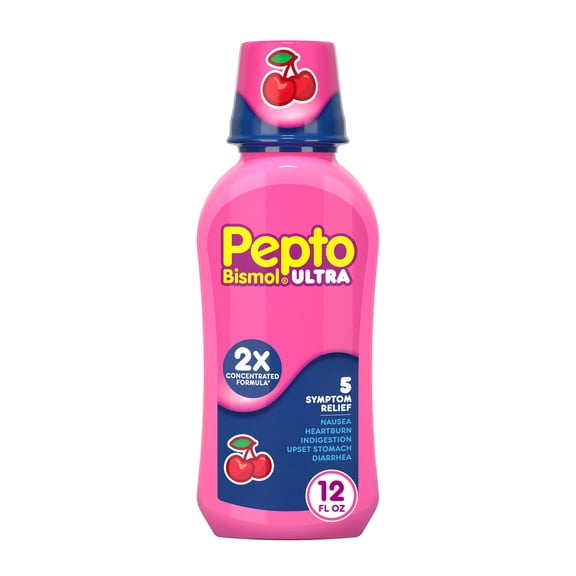 Pepto Bismol ULTRA Liquid, Upset Stomach Relief, Anti-Diarrheal, Cherry, 12 Fl oz