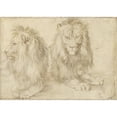 thumbnail image 3 of Albrecht Dürer 18x14 Black Modern Framed Museum Art Print Titled - Two Seated Lion (1521), 3 of 5