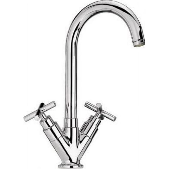 Whitehaus Luxe Single Hole/Dual Handle Entertainment/Prep Faucet with High Tubular Swivel Spout
