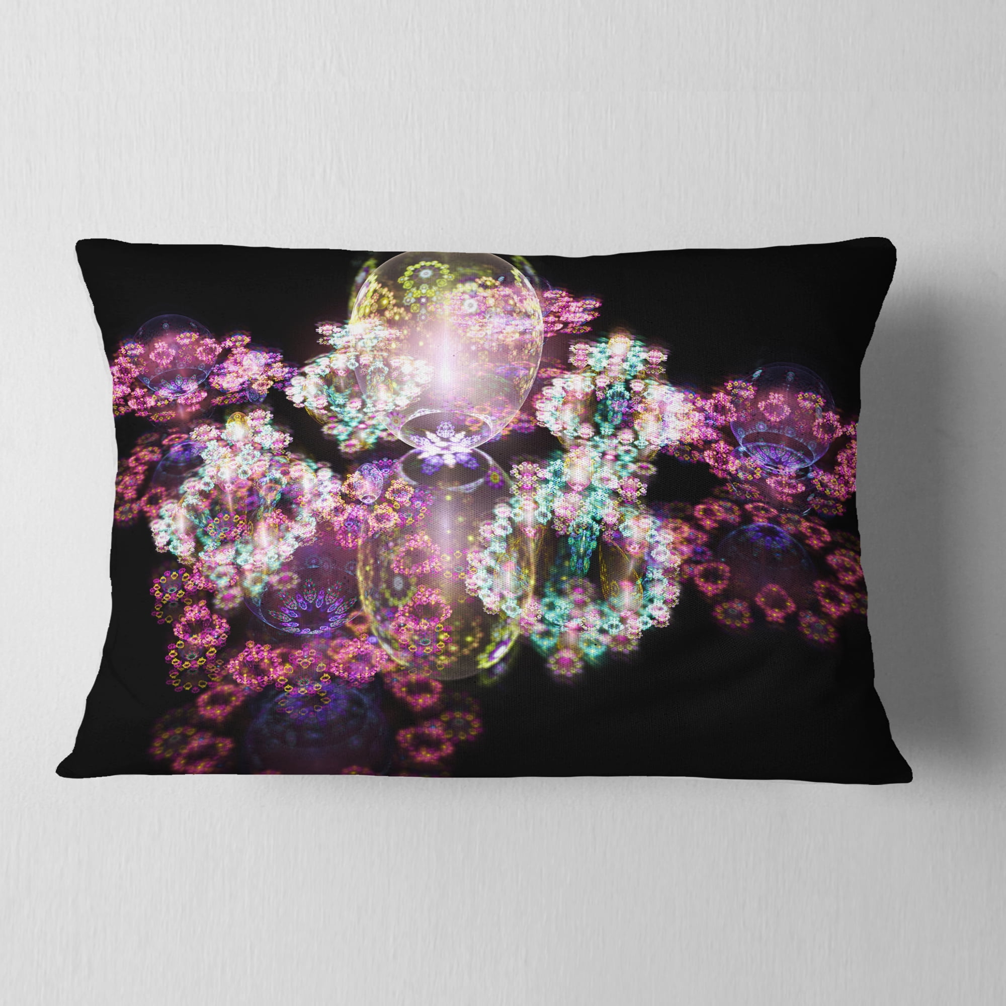 Designart Pink Water Drops on Mirror - Abstract Throw Pillow - 12x20