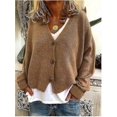 thumbnail image 2 of Chandail Femme Tricoté Décontracté Col en V Cardigan Couleur Unie, 2 of 4