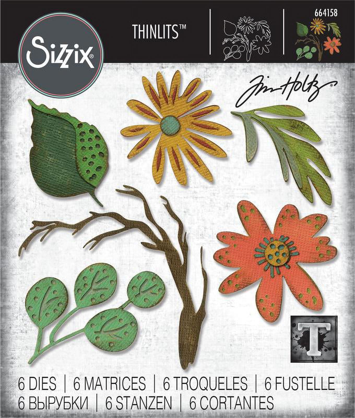 Sizzix Thinlits Die Set 6PK - Funky Floral Large by Tim Holtz 