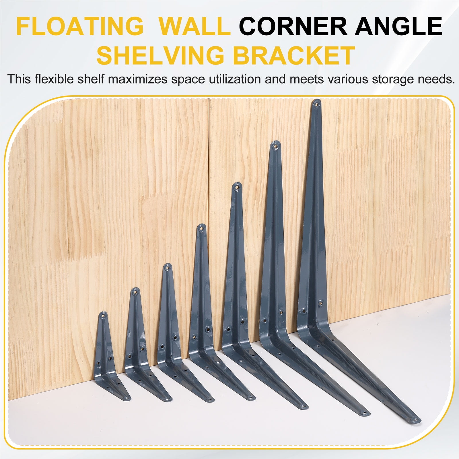 Uxcell Shelf Brackets 10 x 12 Inch, 2 Pack Iron Metal Floating Shelf Bracket Wall Corner Angle Shelving Bracket for Wall Hanging Shelves, Wood Boards, Dark Gray