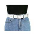 thumbnail image 4 of INSPIRE CHICWomen Pin Buckle Belt Soft Wide Waist Belt Casual Dresses Jeans Pants 102cm/40.16" White,Silvery Buckle, 4 of 4