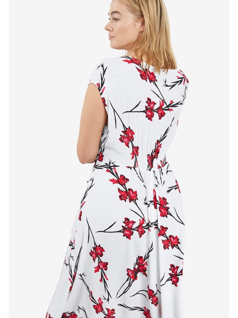 red and white plus size maxi dress ellos Women's Plus Size Tie-Front Maxi Dress - 26, White Red Print