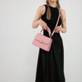 thumbnail image 2 of Quilted PU Leather Crossbody Bag, Heart Magnetic Snap Flap Purse for Daily Casual , Pink, 2 of 5