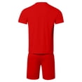 thumbnail image 6 of Mens Short Sets 2 Piece Outfits Summer Casual Soft Breathable Cotton Short Sleeve Shirts and Shorts Solid Color Men's Fashion Clothes Red, Size XXL, 6 of 6