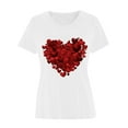 thumbnail image 4 of SOOMLON Women Valentine's Day Tops Girl Friend Valentines Gift Casual Short Sleeve Scoop Neck T Shirts Cute Heart Print Tshirts Trendy Festival Clothes 2025 White XL, 4 of 4