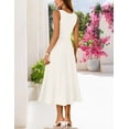 thumbnail image 3 of Merokeety Womens Summer Dresses Pleated Square Neck Cocktail Work Midi Dress Apricot l, 3 of 4