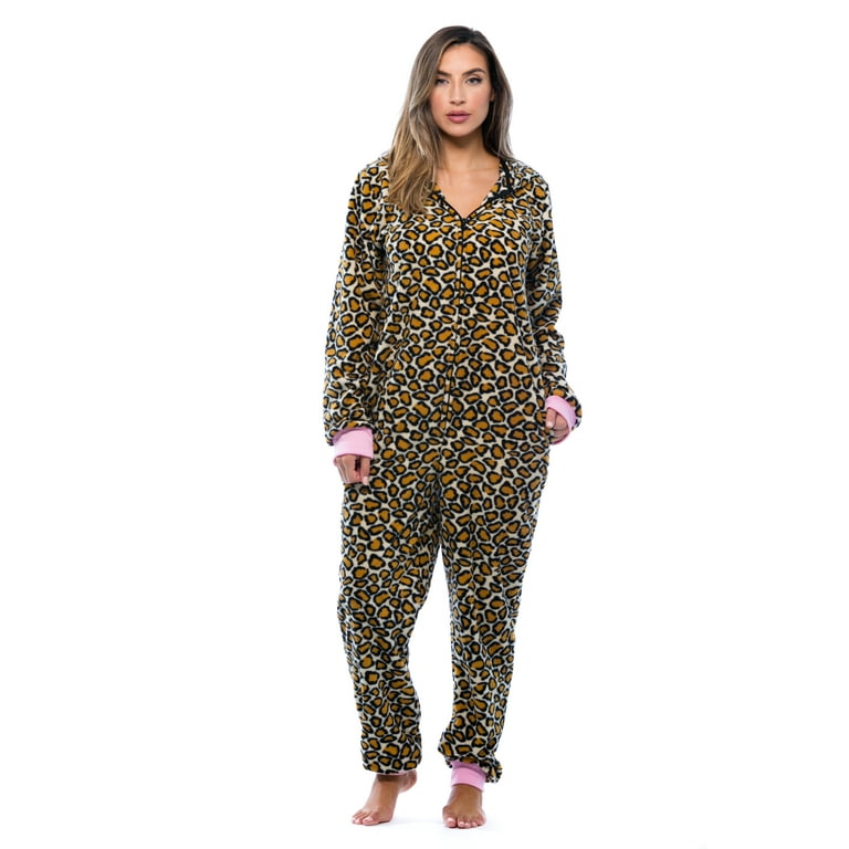 Adult Onesie with Animal Prints Pajamas Cheetah Small