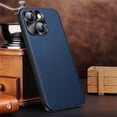 thumbnail image 1 of SaniMore Case for iPhone 14 Pro Max 6.7" 2022, Lychee PU Leather Skin & Rugged PC Back Cover Len Frame Ultra-thin Lightweight Anti-fall Shockproof Protective Cover For iPhone 14 Pro Max, Darkblue, 1 of 6