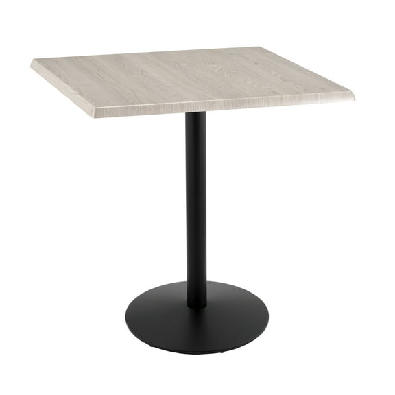 Indoor/Outdoor 42" Tall OD214 Black Table Base with 22" Diameter Foot and 36" x 36" Square Indoor/Outdoor White Ash Top by the Holland Bar Stool Co.