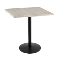 Indoor/Outdoor 42" Tall OD214 Black Table Base with 22" Diameter Foot and 36" x 36" Square Indoor/Outdoor White Ash Top by the Holland Bar Stool Co.