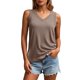 thumbnail image 1 of 2025 Camiseta sin mangas con cuello en V y canalé para mujer: 60 % mezcla de poliéster, sin mangas, corte holgado, informal o para hacer ejercicio, lavable a máquina., 1 of 5