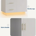 thumbnail image 2 of Gaderth Contemporary Wooden Organizer Unit, Bedroom Armoire Wardrobe Closet with 2 Doors & 2 Drawers, 71" Tall Wooden Large Armoire Storage Cabinet with Modern Fluted Glass & Shelves, w/Hanging Rod, 2 of 8
