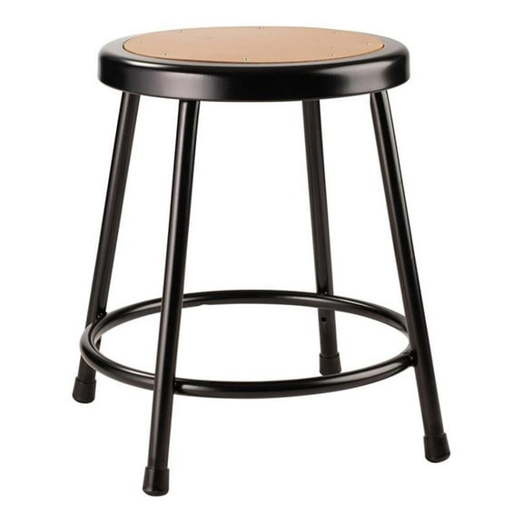 Pemberly Row 18" Modern Metal and Wood Heavy Duty Stool in Black