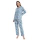 thumbnail image 3 of GLOBAL Conjuntos de Pijamas de Algodón para Mujer, Ropa de Dormir de Manga Larga con Botones, Ropa de Dormir Cómoda, Conjunto de Pijamas Suaves, Flor Verde Azul L, 3 of 5