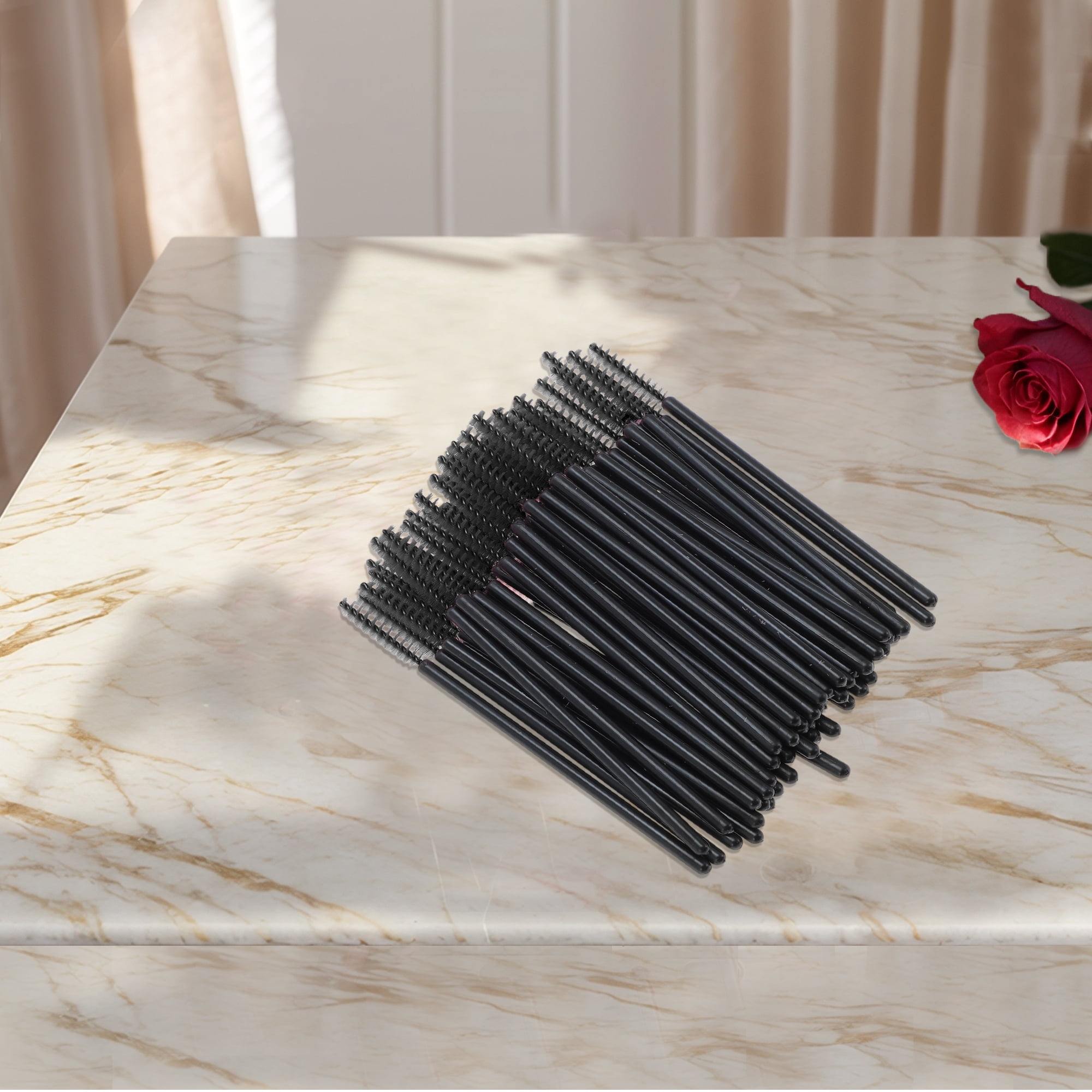 Unique Bargains 50 Pcs Disposable Eyelash Brush for Bathroom Black